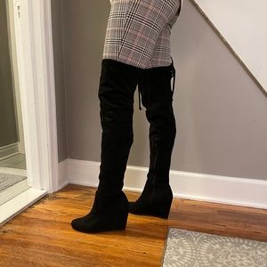 Over the knee black boots